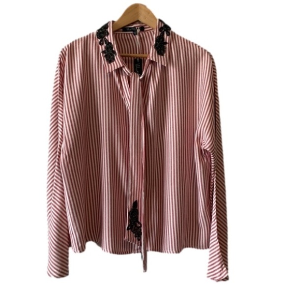 Velvet Heart  Retro 80s Ebroidered Neck Tie Button Down Shirt Size Large NWT - Picture 16 of 16